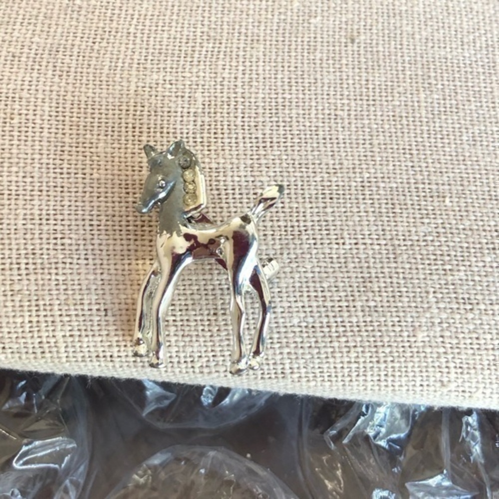Vintage Pony Rhinestone Brooch